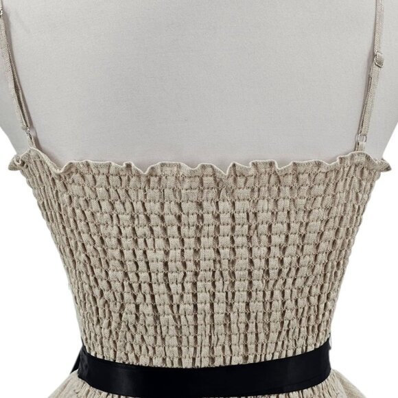 Reformation Womens XS Miles Linen Satin Belted‎ Dress in Oatmeal NWOT - Picture 6 of 16